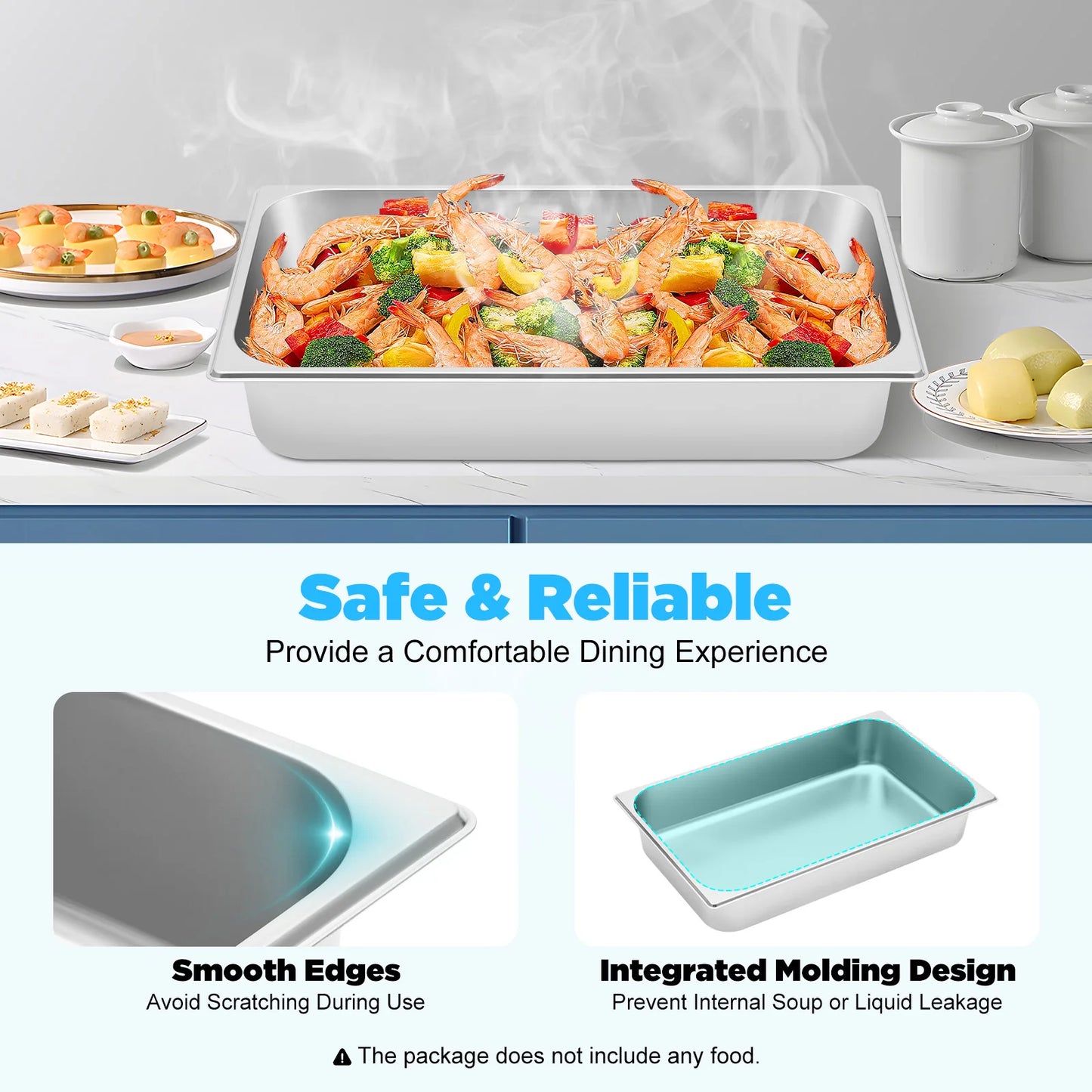 4-Pack Stainless Steel Gastronorm Pans with Lids