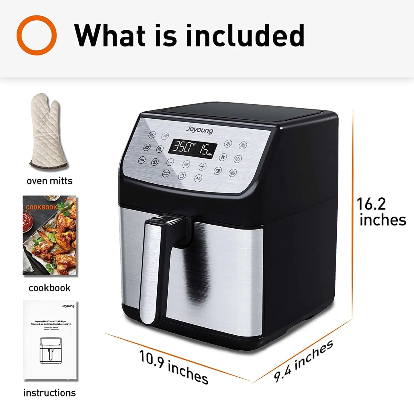 5.8QT Double Basket Air Fryer: 13 One-Touch Presets, LED Touchscreen