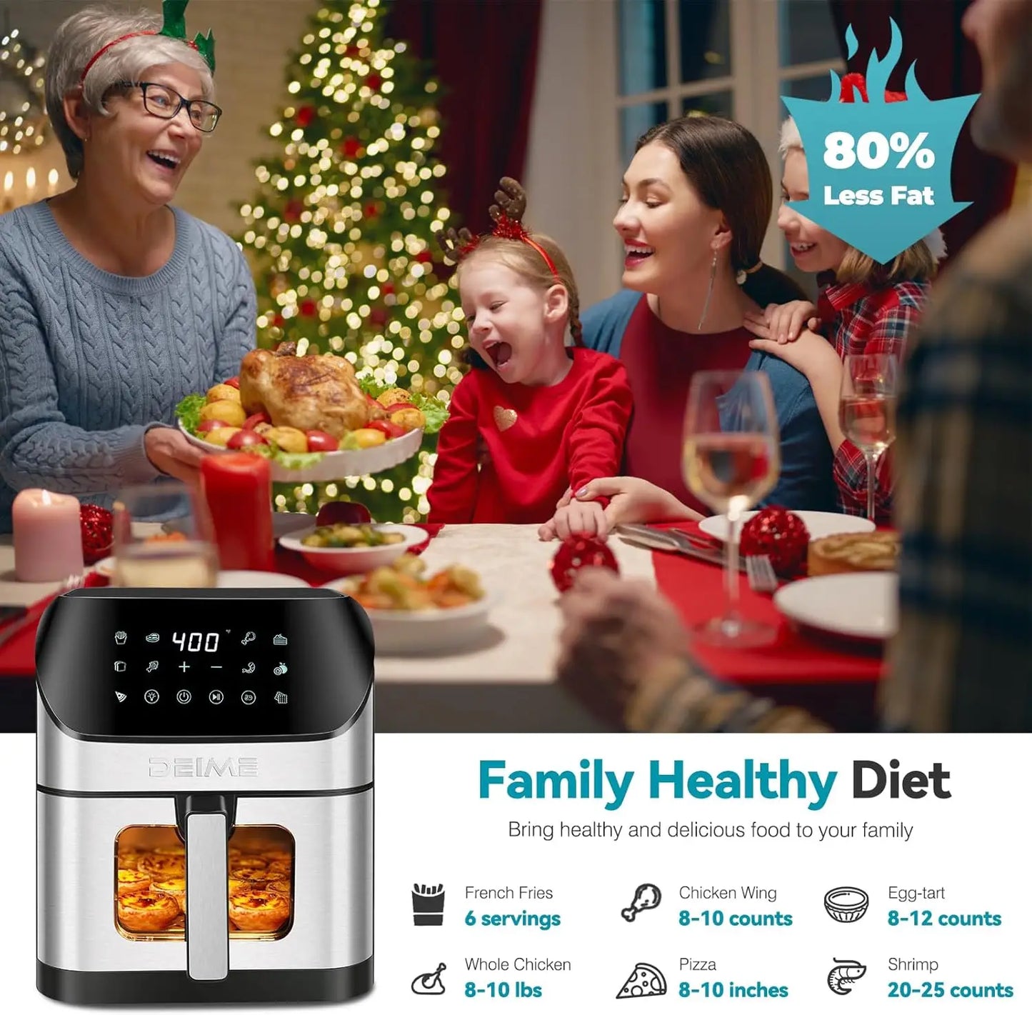 6.2QT Digital Air Fryer Oven: 10-in-1 Touchscreen Cooker