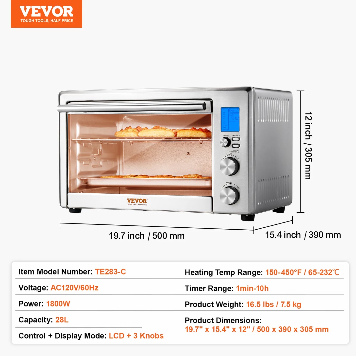 28L Convection Oven: 10-in-1 Multifunction Toaster Oven