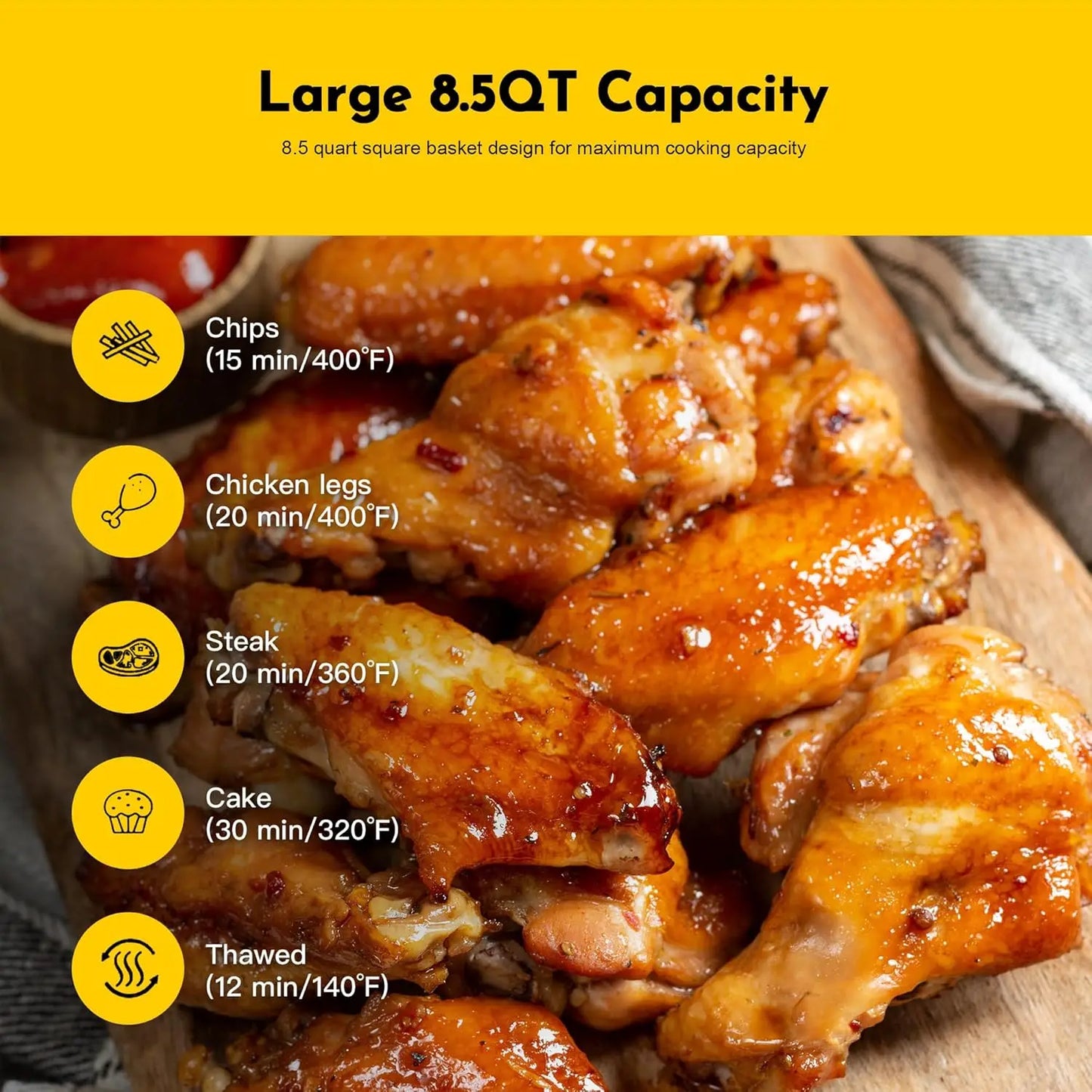 8.5QT Air Fryer: Family-Sized Crispy Meals in Minutes!