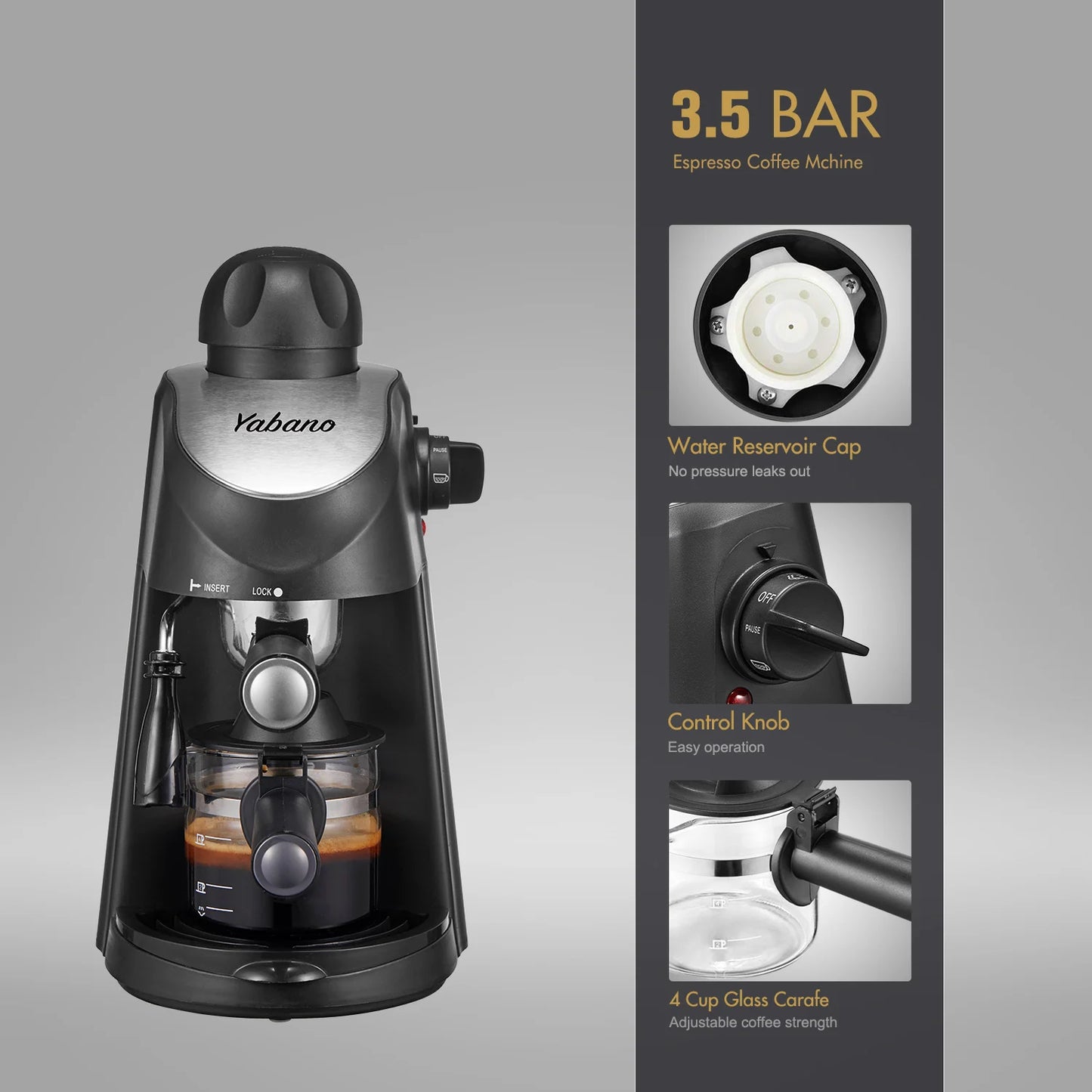 3.5 Bar Espresso Machine: 4-Cup Cappuccino & Latte Maker with Milk Frother