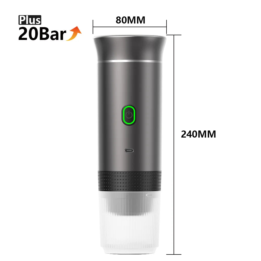 Portable Espresso Maker: 20 Bar Pressure, 3-in-1 Coffee Machine