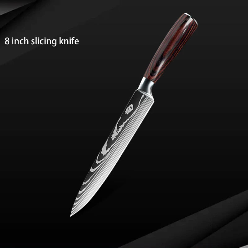 Damascus Steel Chef Knife Set: 7-Piece Kitchen Knife Block
