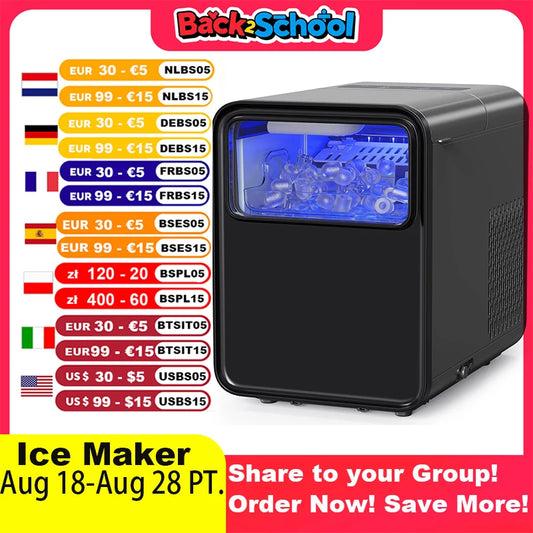 Countertop Ice Maker | Makes Ice in 6 Minutes with Self-Cleaning Function | 26.5lbs/24H