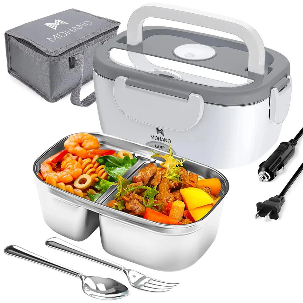 Portable Electric Lunch Box Warmer - 65W Fast Heating, 1.5L Stainless Steel