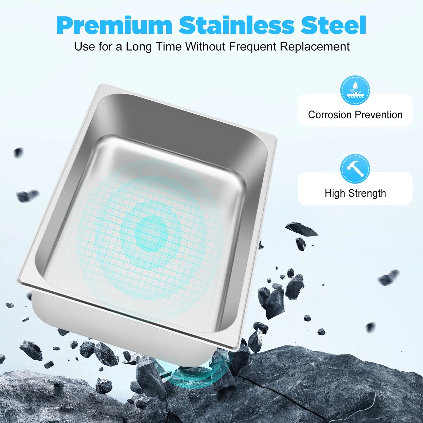 4-Pack Stainless Steel Gastronorm Pans with Lids