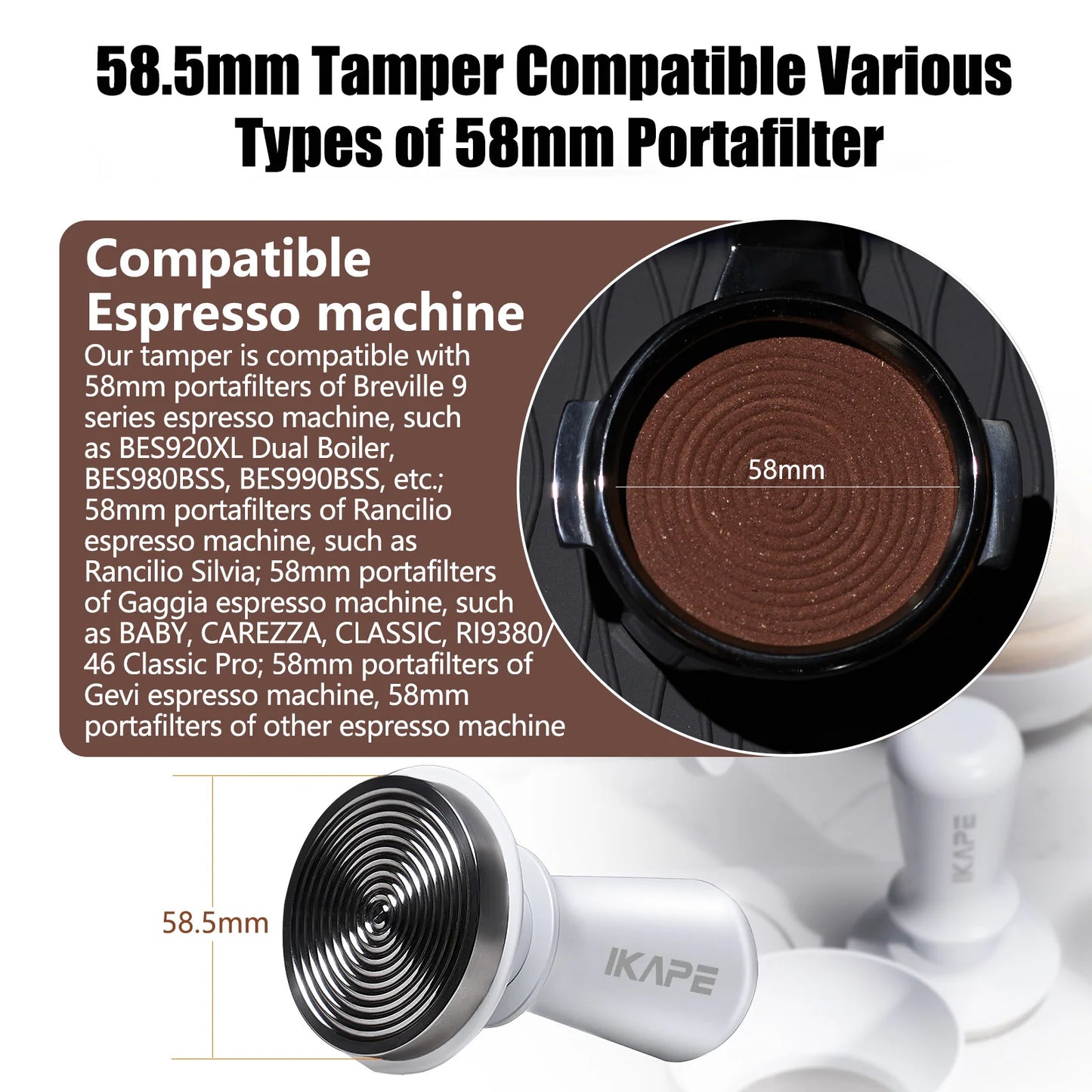 IKAPEPremium Espresso Tamper - Calibrated Spring, Stainless Steel Base