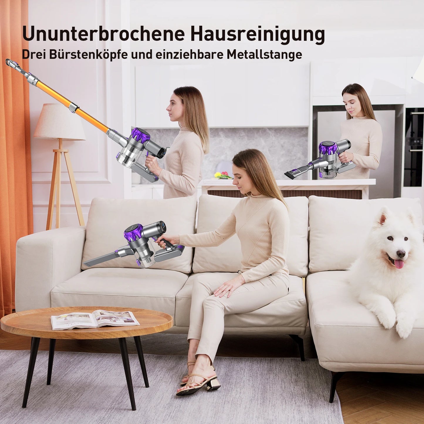 40,000Pa Cordless Vacuum Cleaner with 55-Min Runtime & LED Display