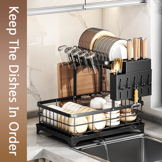 2-Tier Kitchen Dish Drying Rack: Space-Saving & Stylish