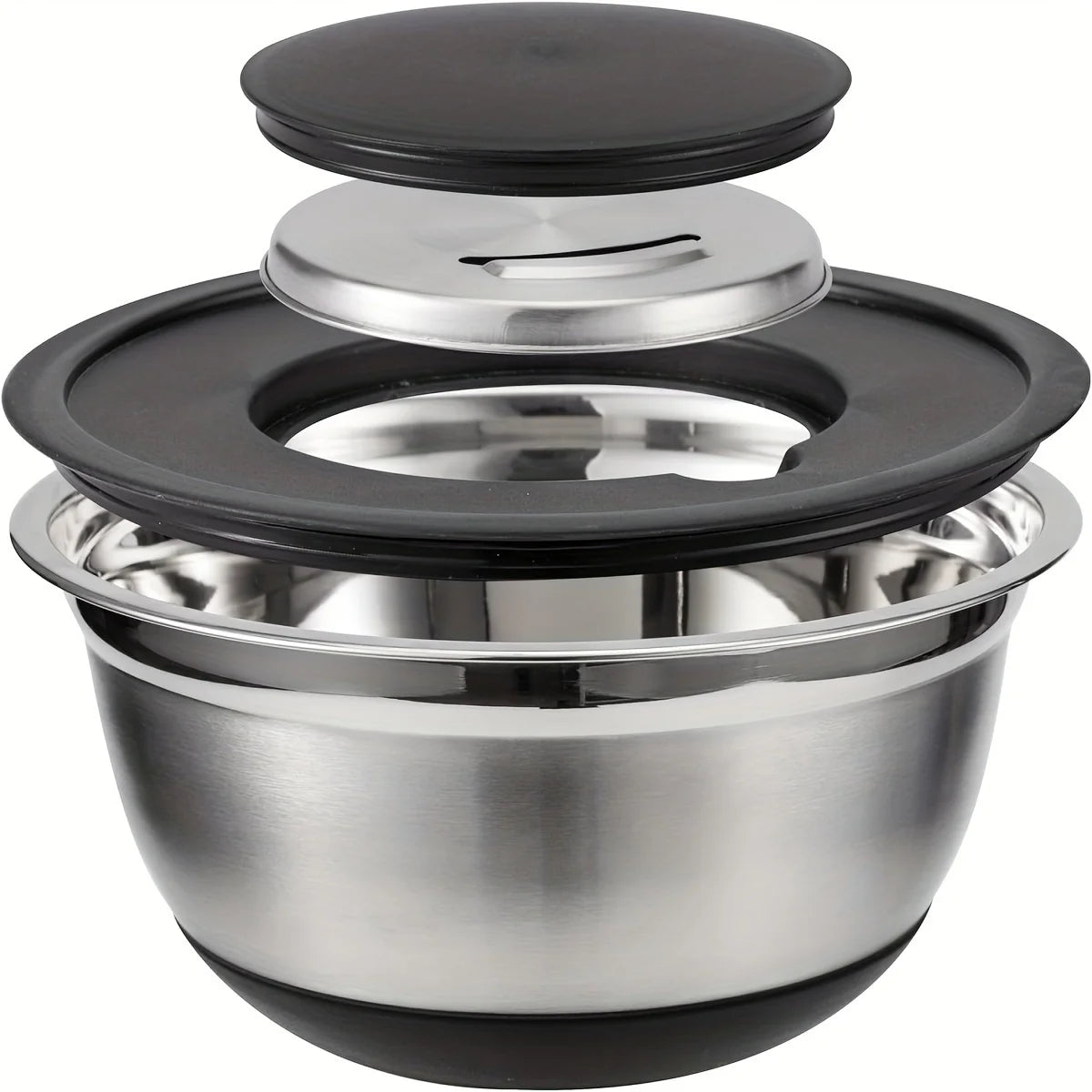 8-Piece Stainless Steel Mixing Bowl Set with Airtight Lids & Graters