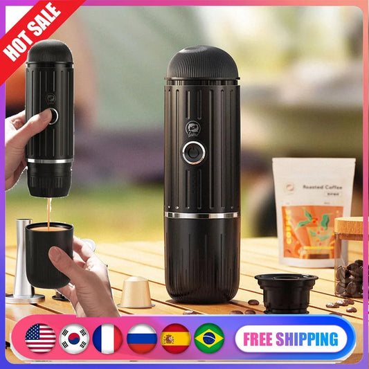 2-in-1 Portable Electric Espresso Maker | Heats Water | For Capsules & Grounds