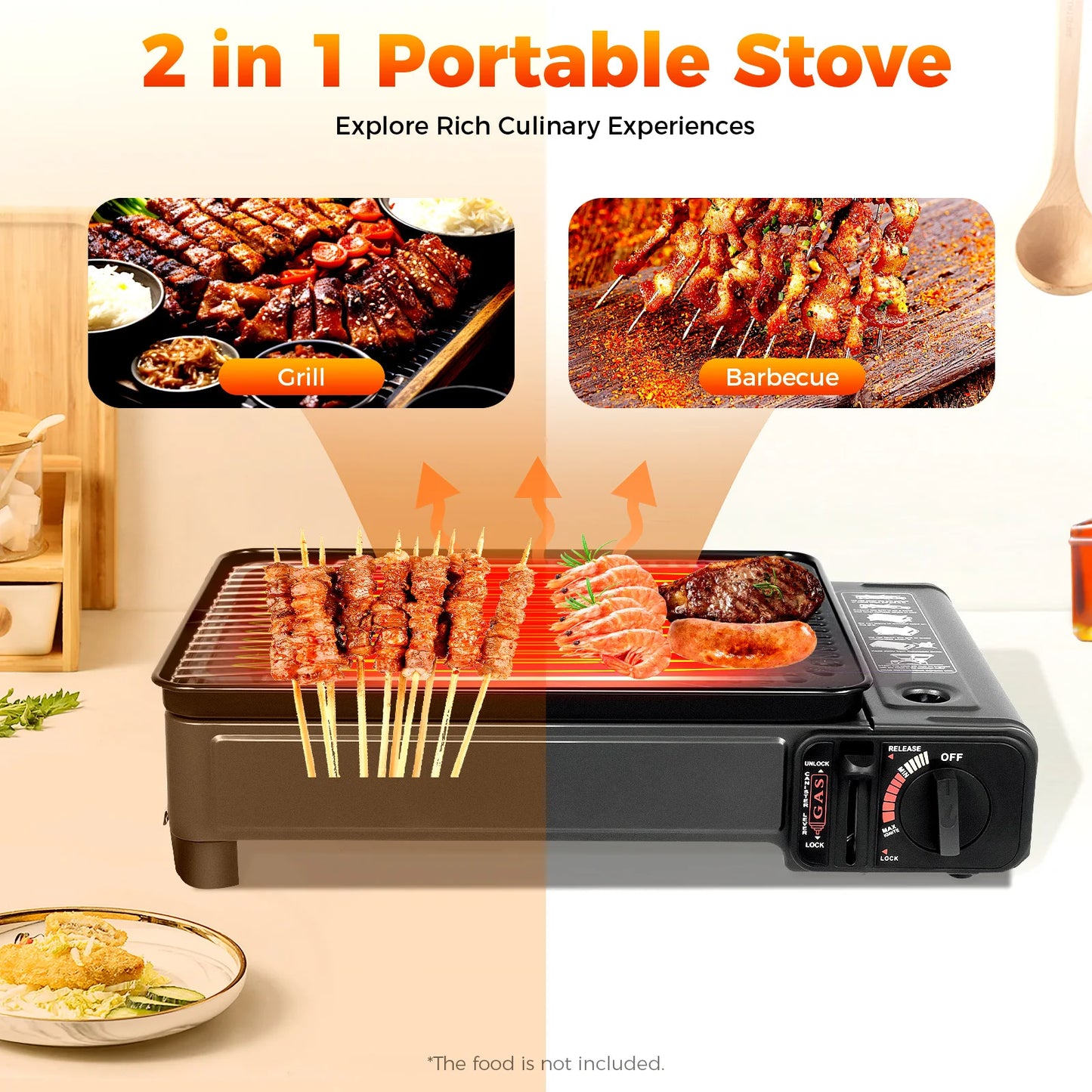 Portable 2-Burner Camping Stove with Grill – Foldable & Lightweight for Outdoor Cooking