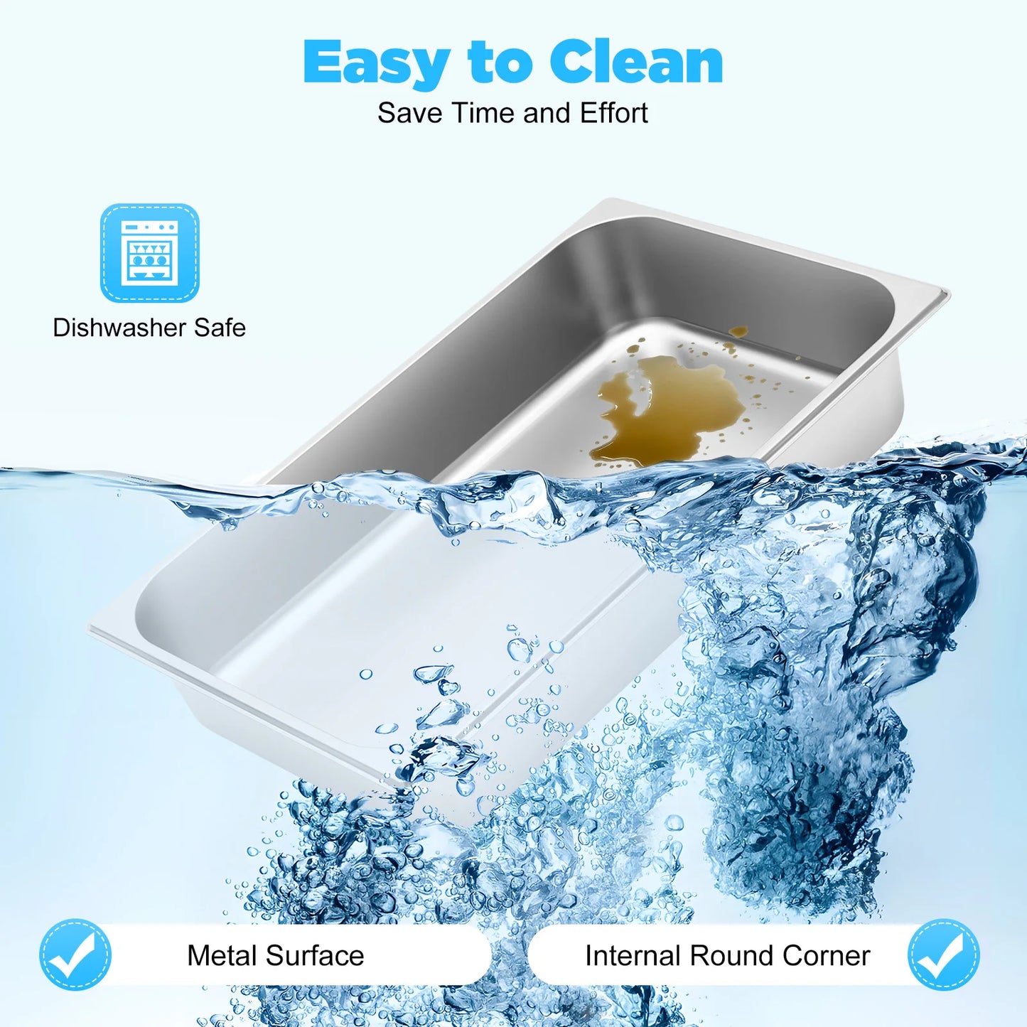 4-Pack Stainless Steel Gastronorm Pans with Lids