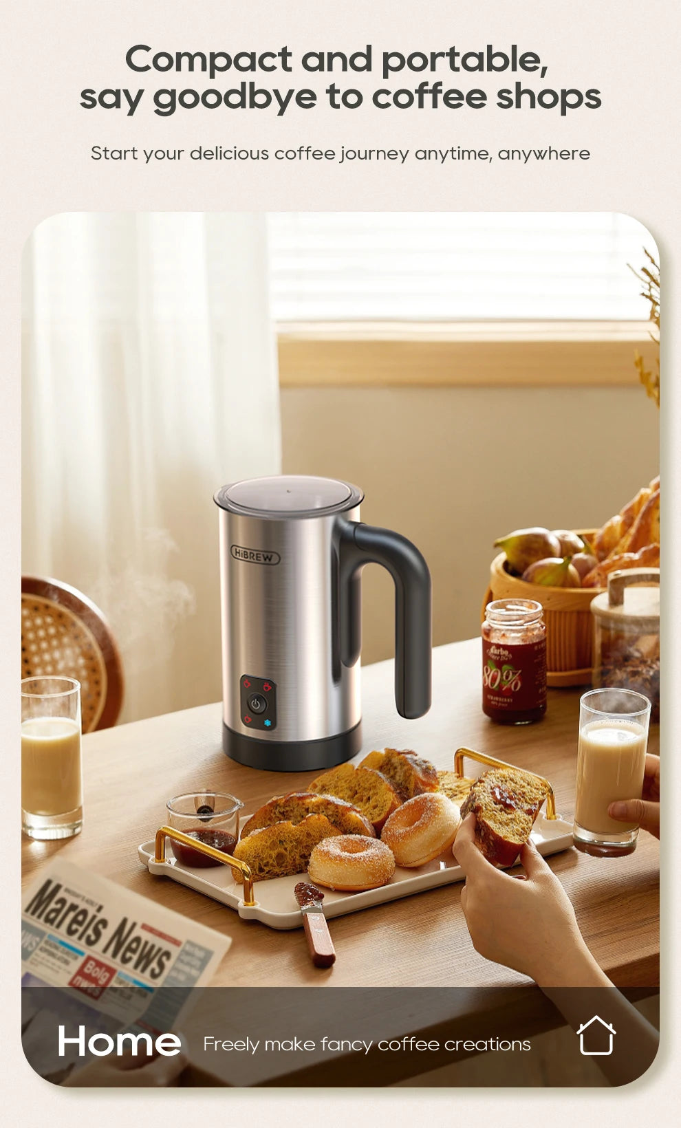 4-in-1 Automatic Milk Frother: Hot & Cold, Latte Perfection