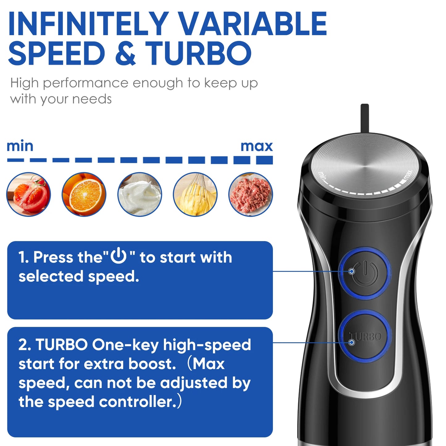 BioloMix 5-in-1 Immersion Blender: Powerful Hand Blender with Chopper, Whisk & Frother