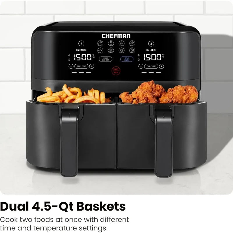 Dual Basket Air Fryer - 6 Quart Capacity, Extra Crispy Finish