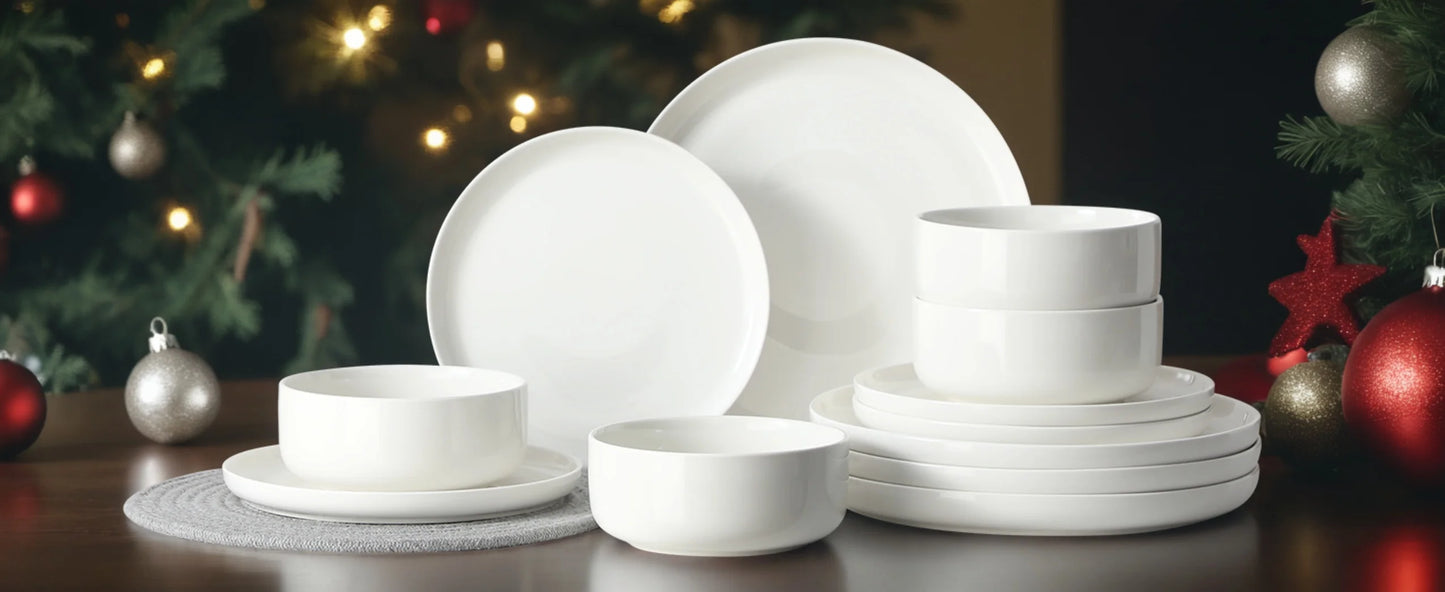 12/24-Piece Porcelain Dinnerware Set - Cartoon Design, Microwave & Dishwasher Safe