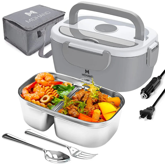 Portable Electric Lunch Box Warmer - 65W Fast Heating, 1.5L Stainless Steel