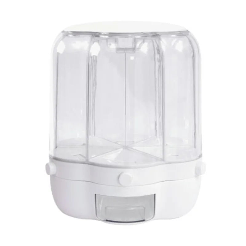 Rotating 6-Compartment Cereal Dispenser: 12.5kg Dry Food Storage