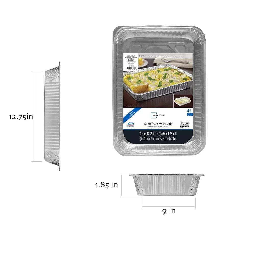 3-Pack Disposable Aluminum Foil Cake Pans with Lids