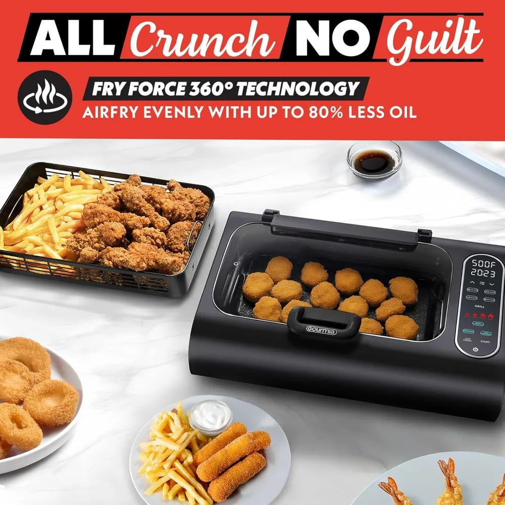 Gourmia5-in-1 Smokeless Grill & Air Fryer: Indoor Grilling Perfection