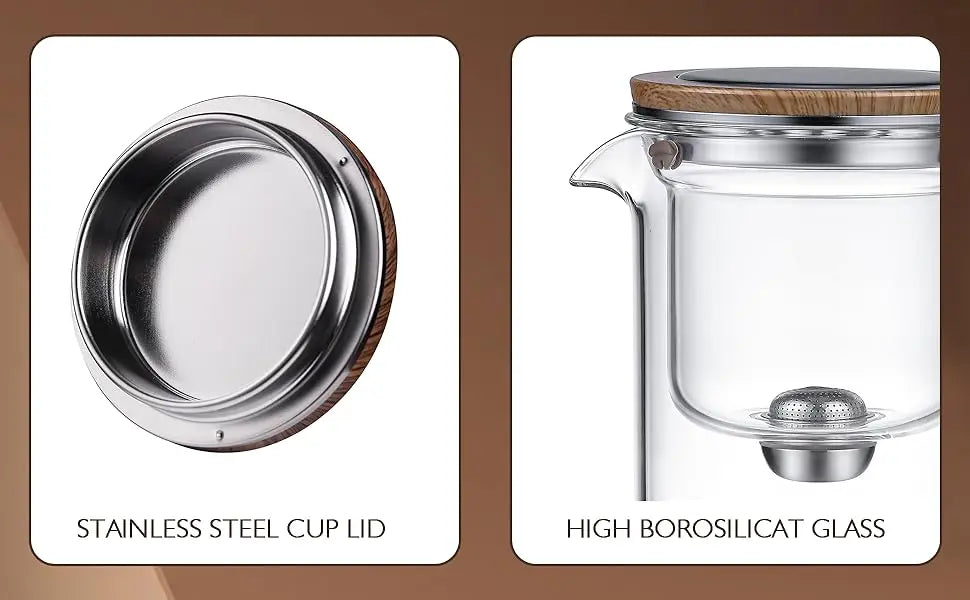 Magnetic Glass Teapot with Wooden Handle - 600ml