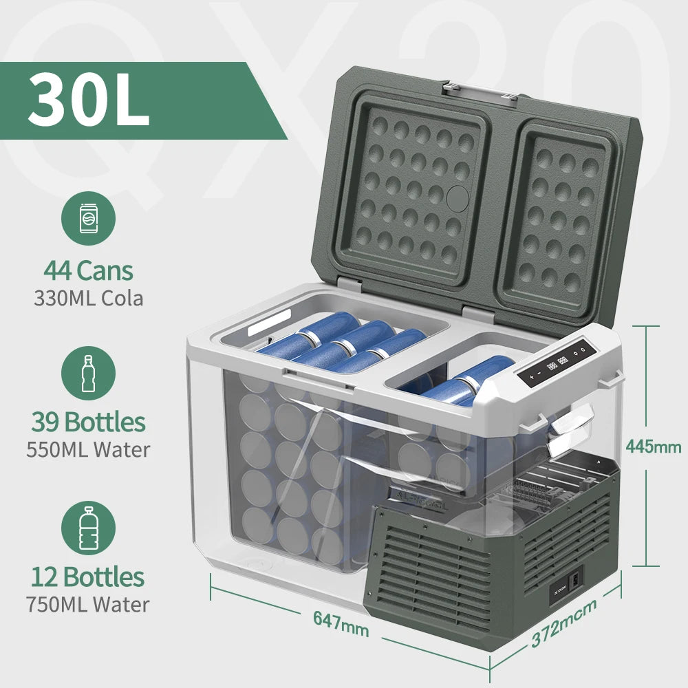 Alpicool QX Series Dual Zone Portable Refrigerator | Fast-Cooling 12V Car Freezer for Camping & RV (25L/30L/40L)