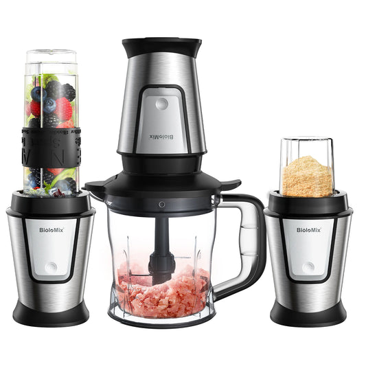 BioloMix 3-in-1 Kitchen System: Blender, Chopper & Grinder