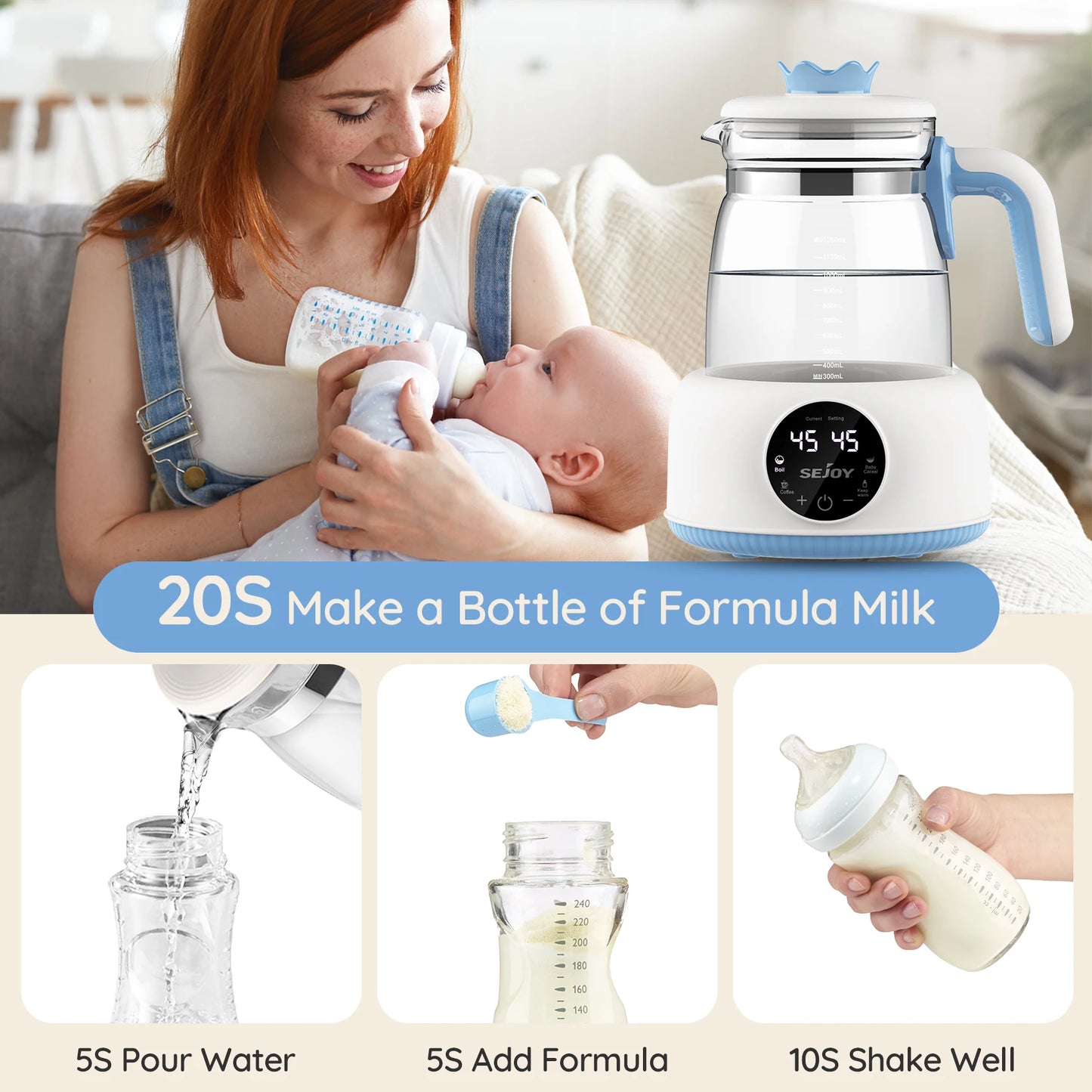 Smart Baby Bottle Warmer: Precise Temp Control & 72-Hour Warmth