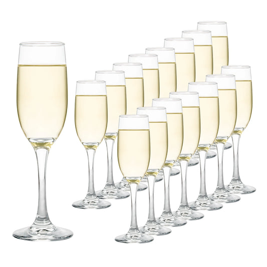 16-Piece 6oz Champagne Flutes - Elegant & Durable for Parties