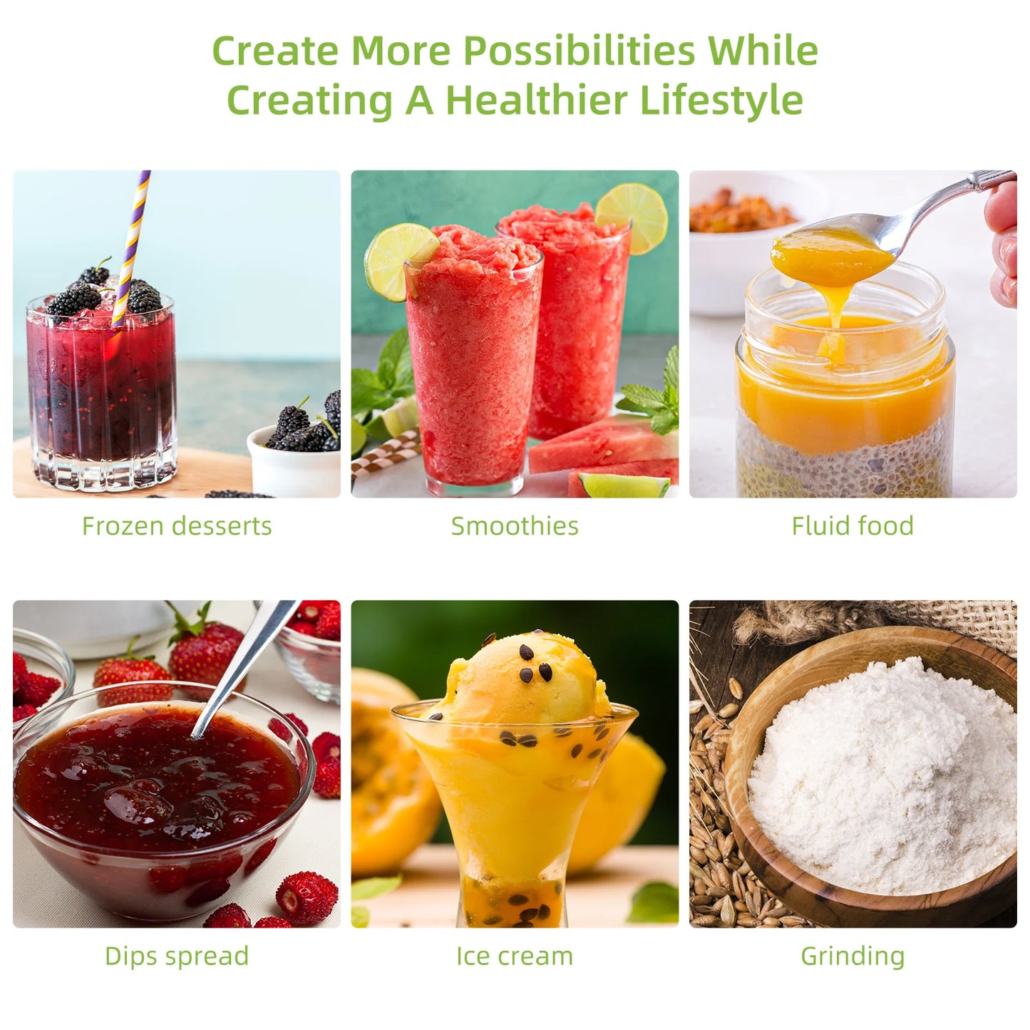BioloMix Powerhouse 1300W Blender: 2-in-1 Smoothie Maker with Glass Jar