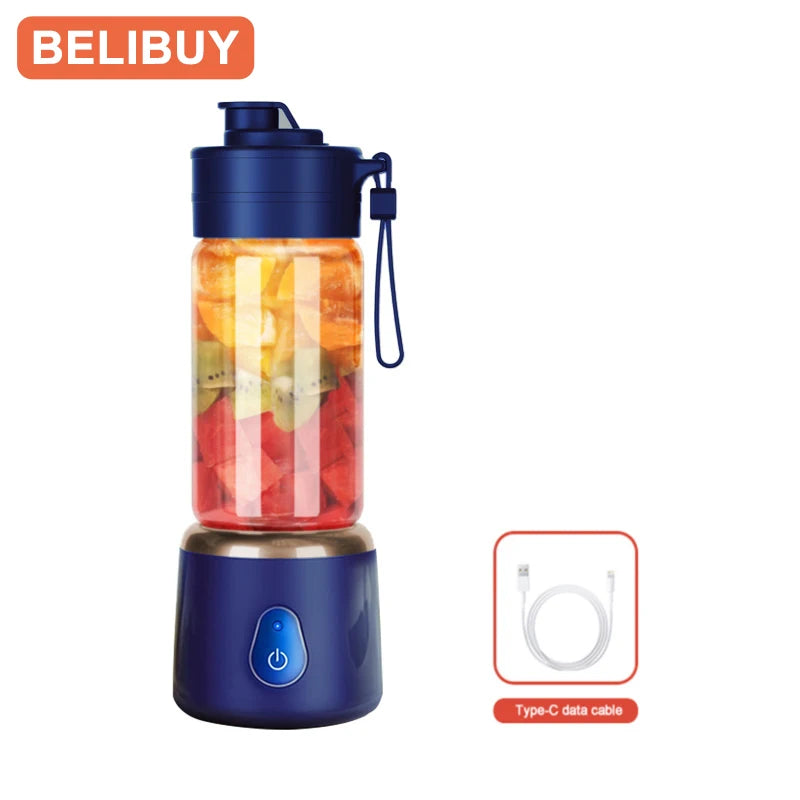 Portable Smoothie Blender: 600ML USB Rechargeable Juice Maker