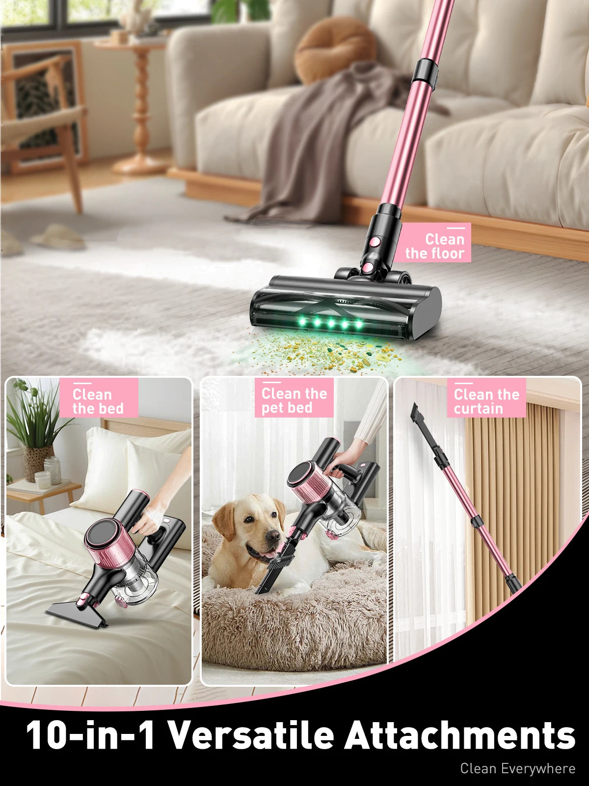 Ultimate Clean: 10-in-1 Cordless Vacuum with Powerful Suction