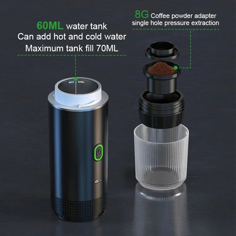 Portable Espresso Maker: 20 Bar Pressure, 3-in-1 Coffee Machine