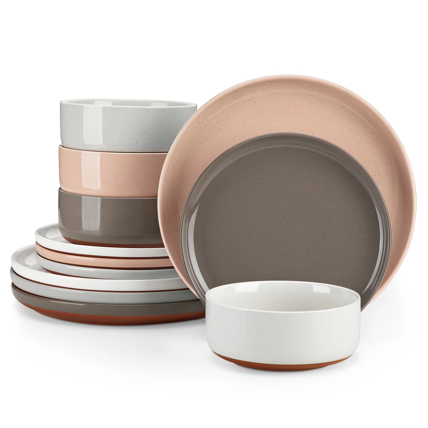 12/24-Piece Elegant Dinnerware Set - Stoneware Plates & Bowls
