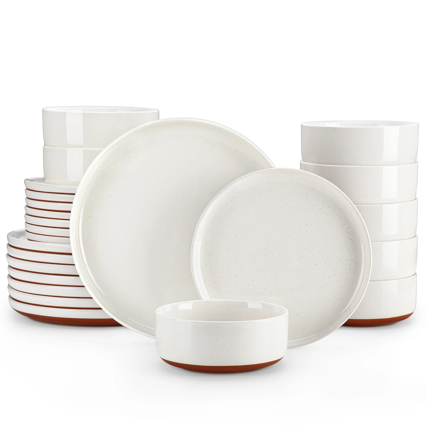 12/24-Piece Elegant Dinnerware Set - Stoneware Plates & Bowls