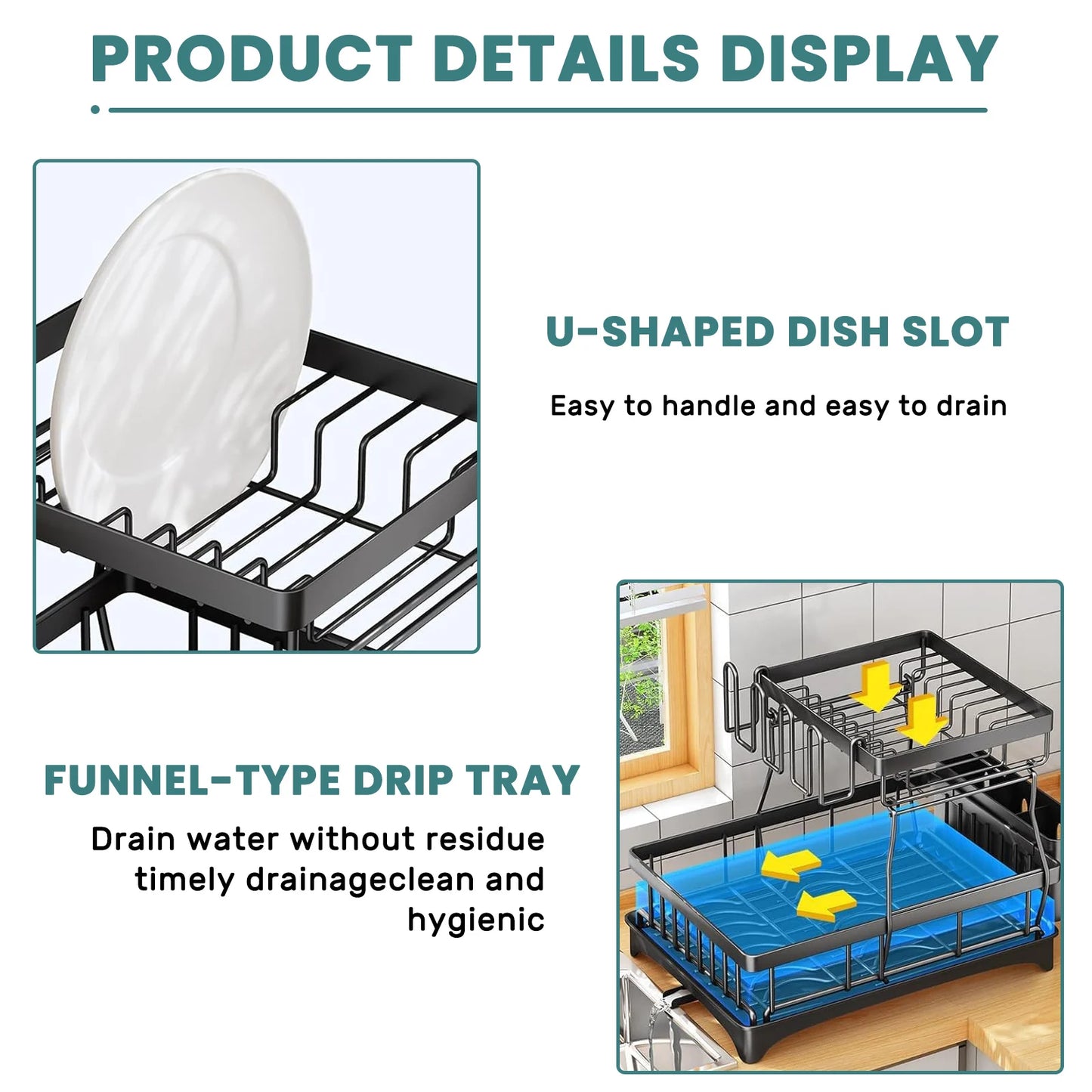 2-Tier Dish Drying Rack: Large Capacity Kitchen Organizer