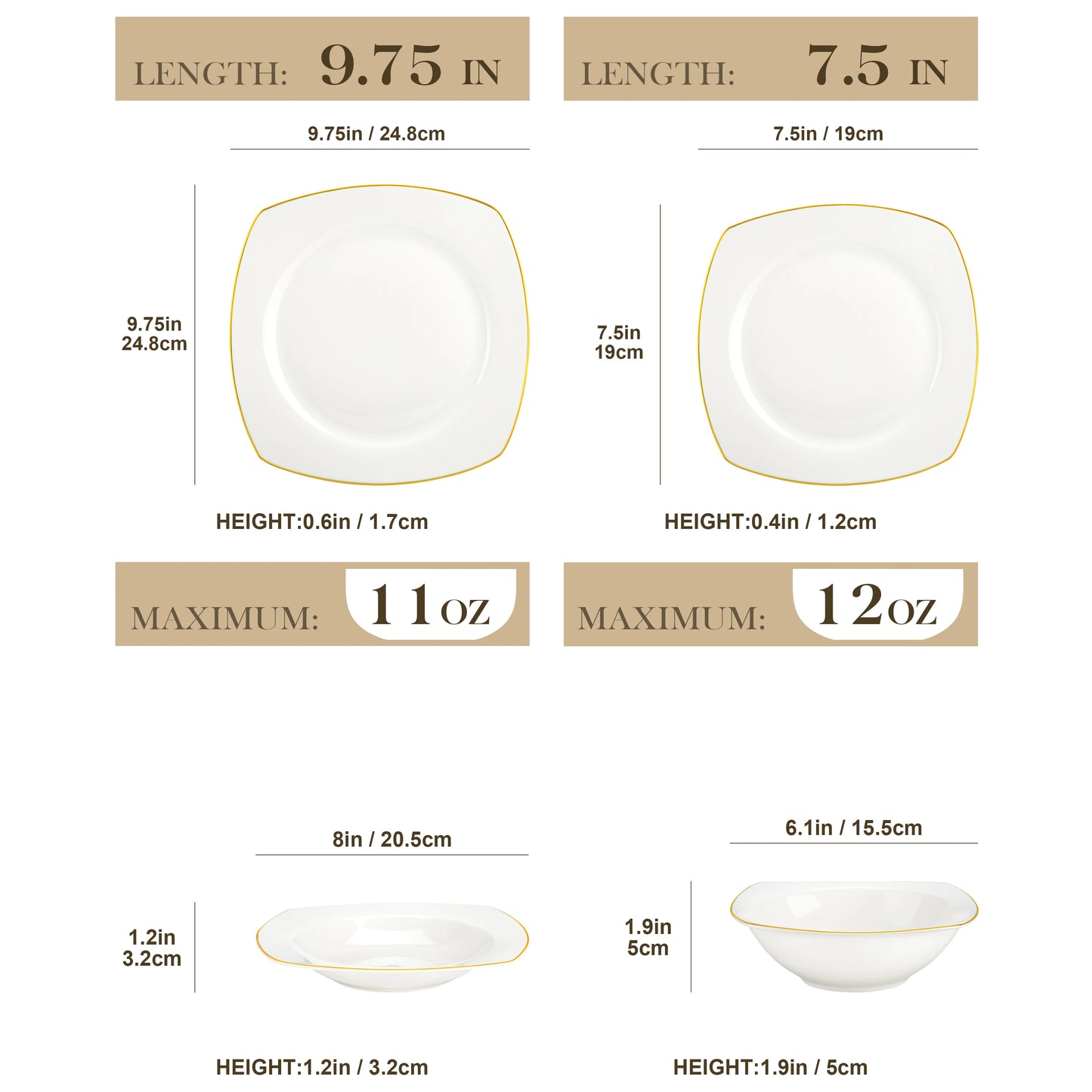 Elegant 16/32-Piece Dinnerware Set - Gold Rimmed White Porcelain