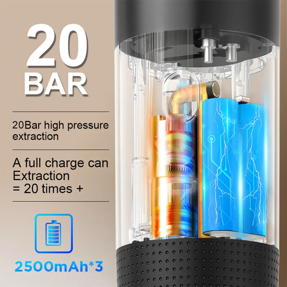Portable Espresso Maker: 20 Bar Pressure, 3-in-1 Coffee Machine