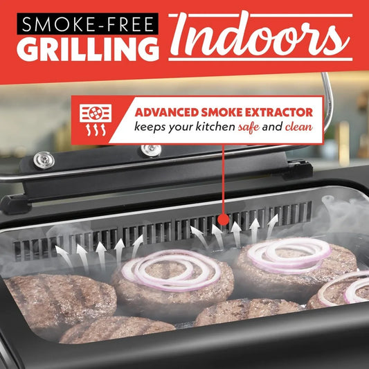 Gourmia5-in-1 Smokeless Grill & Air Fryer: Indoor Grilling Perfection