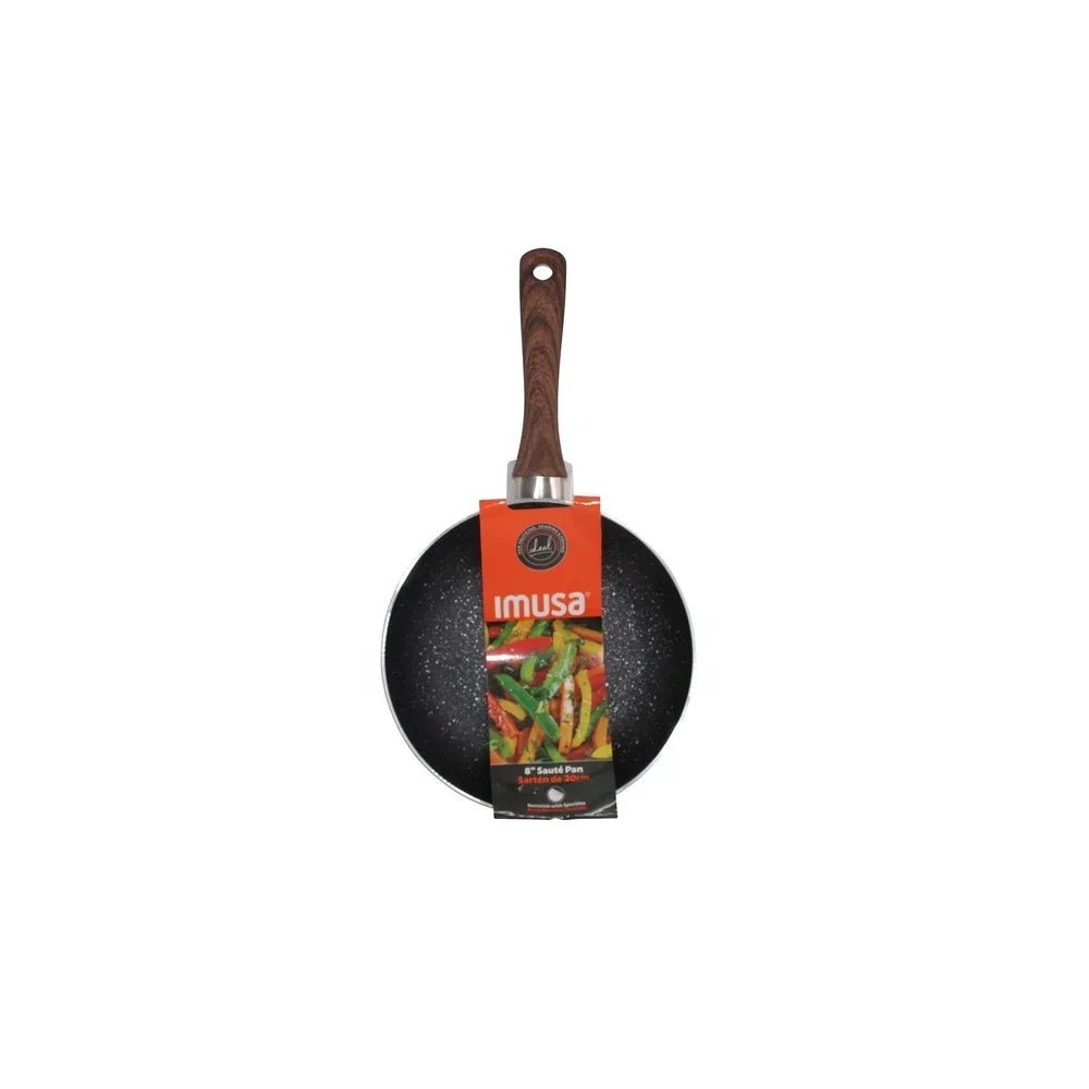 Speckled Nonstick Fry Pan: 8" Aluminum Fry Pan with Wood-Look Handle