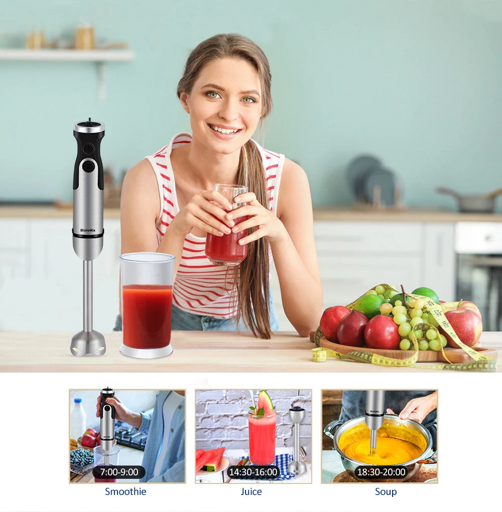 5-in-1 Immersion Blender: Powerful 1200W Hand Blender with Chopper & Whisk