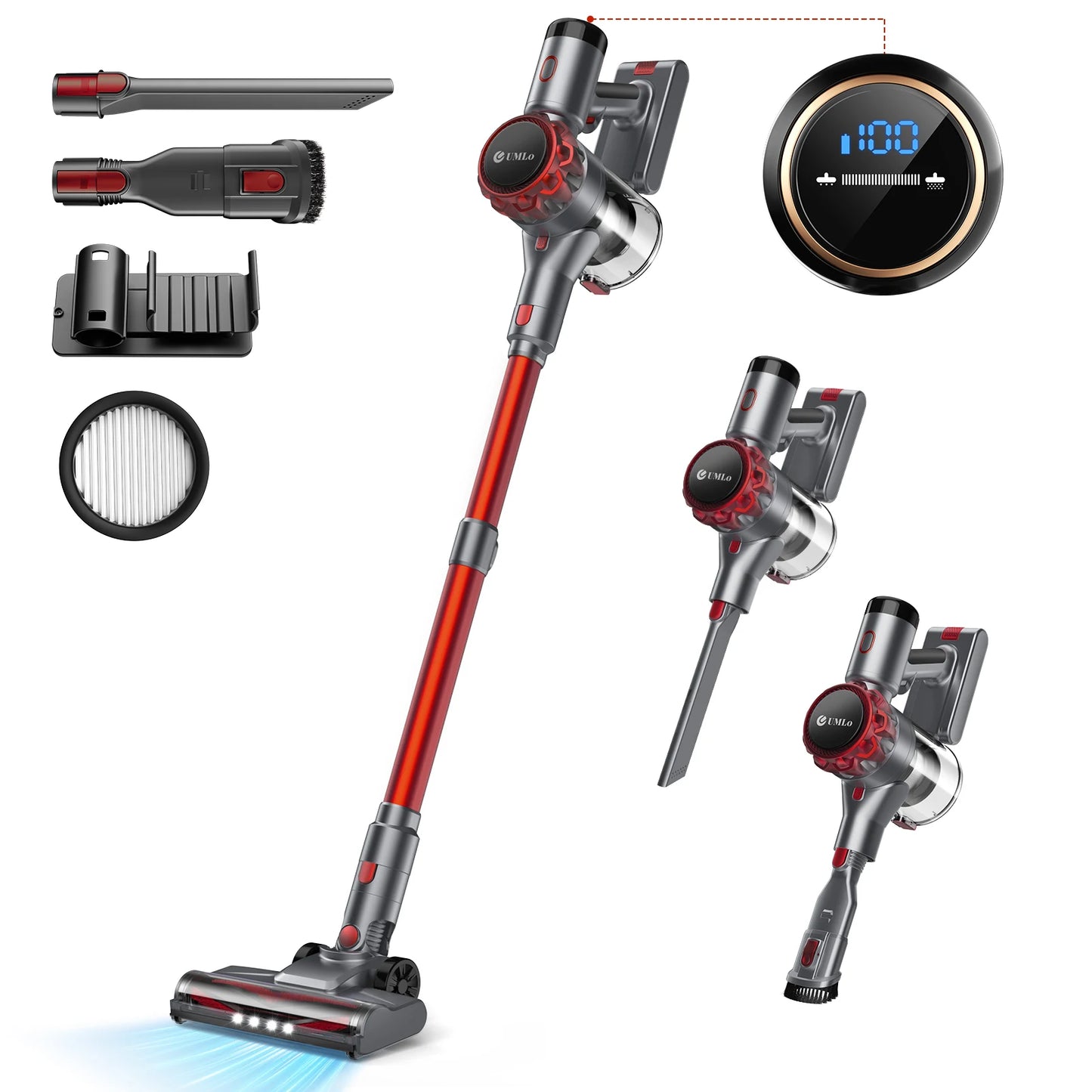 40,000Pa Cordless Vacuum Cleaner with 55-Min Runtime & LED Display