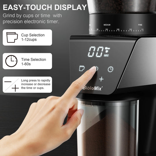CoffArt Electric Conical Burr Grinder | 30 Settings for Espresso, Drip & French Press
