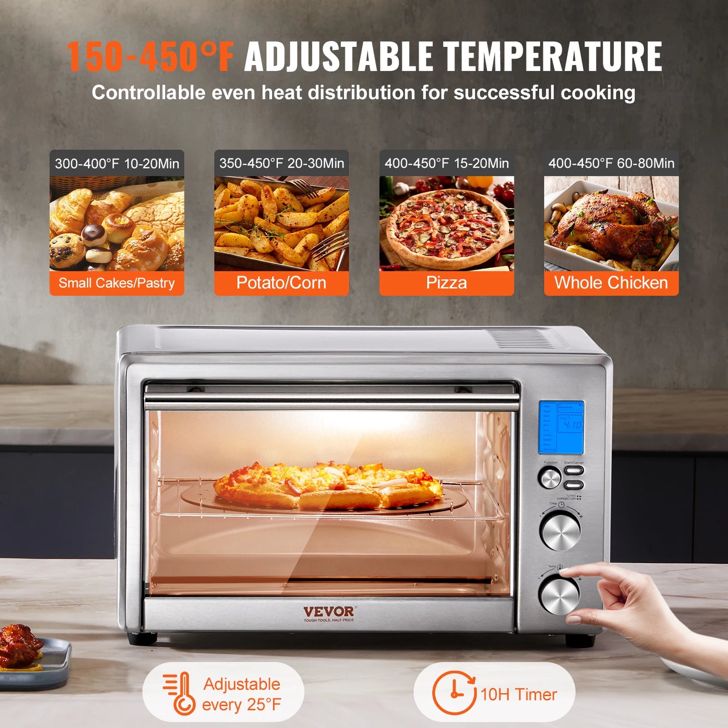 28L Convection Oven: 10-in-1 Multifunction Toaster Oven