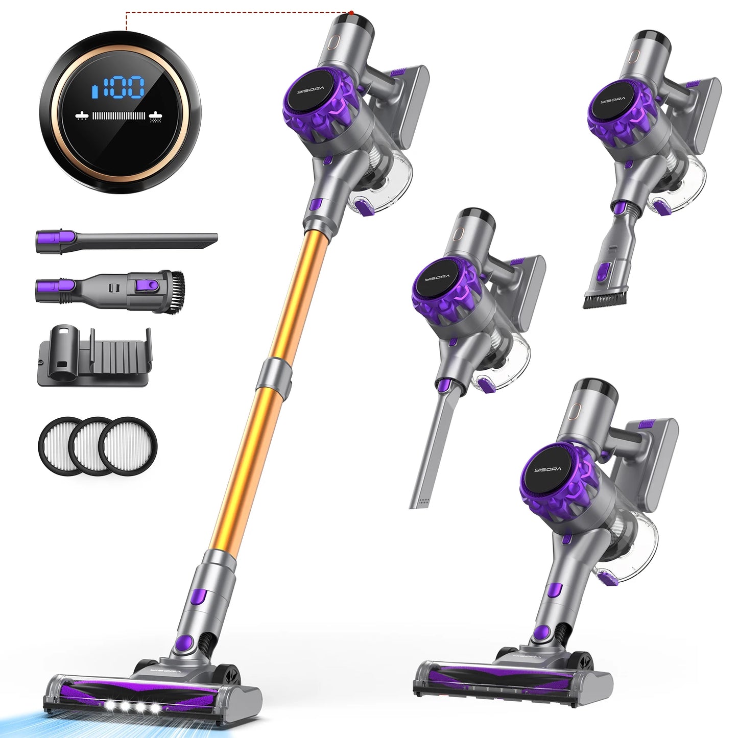 40,000Pa Cordless Vacuum Cleaner with 55-Min Runtime & LED Display