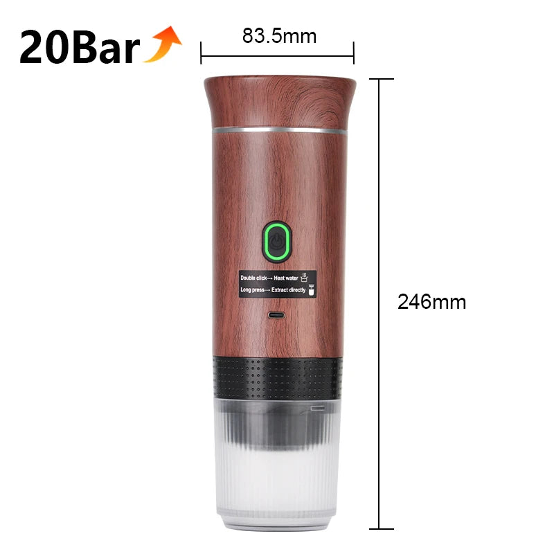 Portable Espresso Maker: 20 Bar Pressure, 3-in-1 Coffee Machine