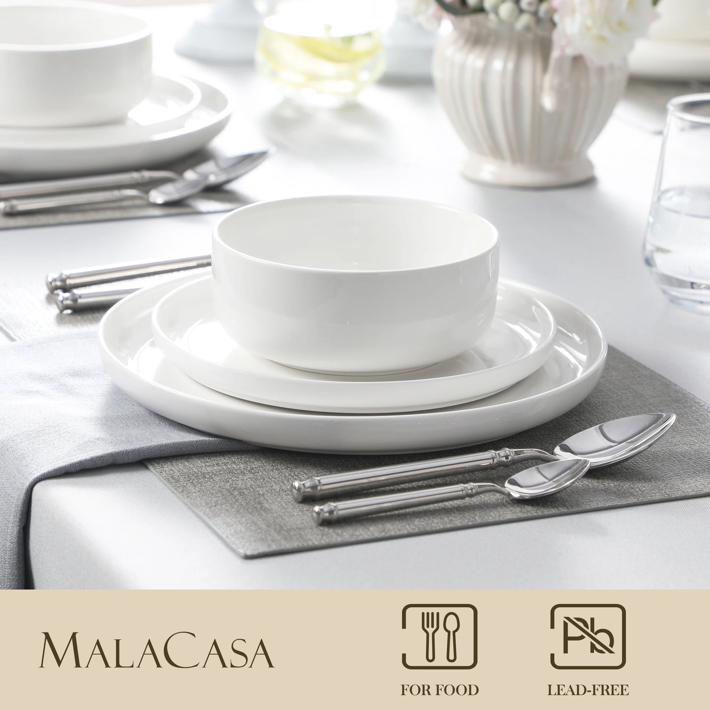 12/24-Piece Porcelain Dinnerware Set - Cartoon Design, Microwave & Dishwasher Safe