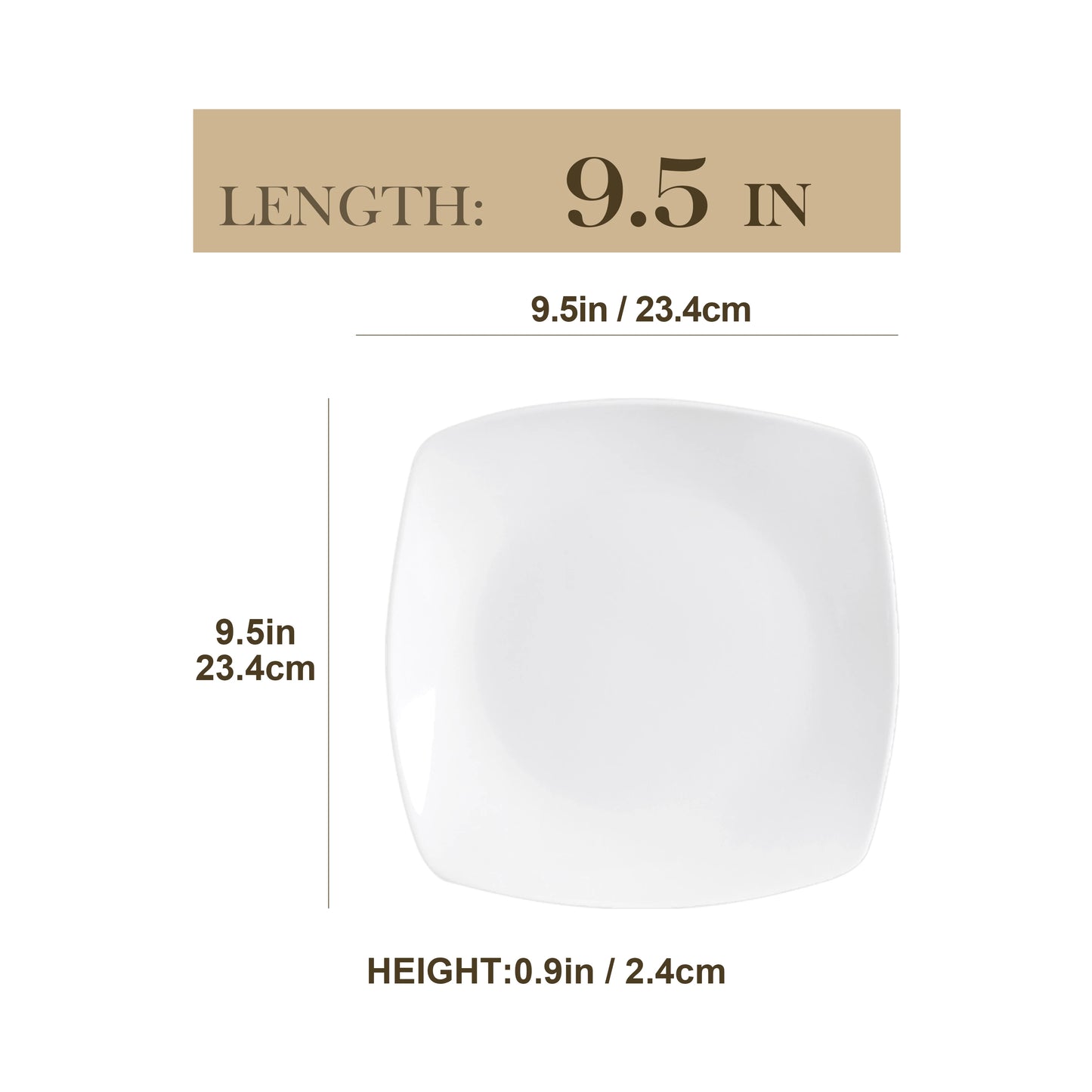Elegant White Square Dinner Plates - 6/12 Piece Porcelain Set